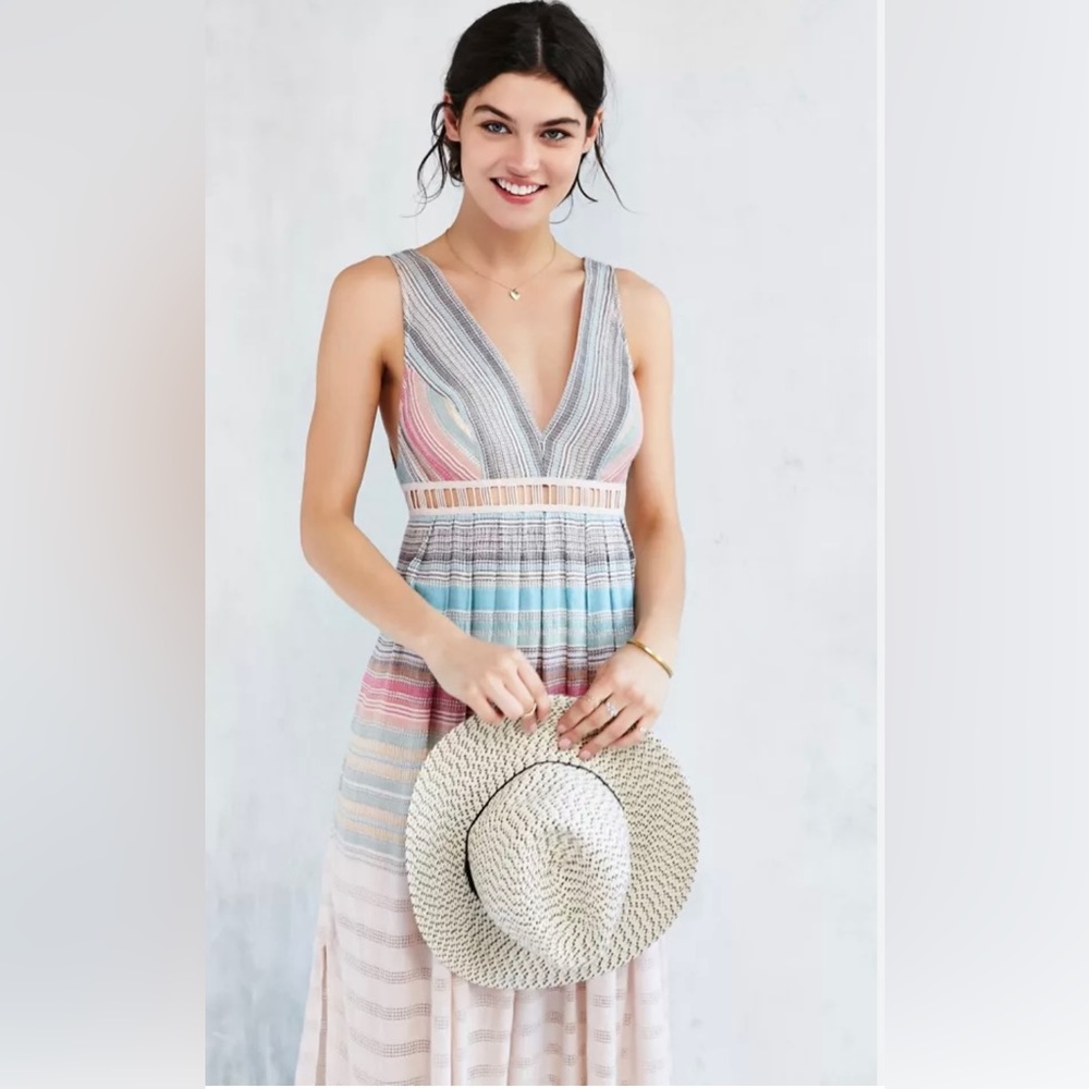 Brand New Ecote Sanibel Rainbow Maxi Dress